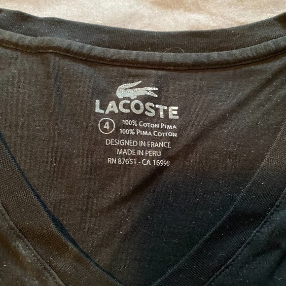 Lacoste V-neck t-shirt size 4 (medium) - Picture 2 of 2